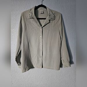 Allison Daley Black Button-Down Shirt, Size 10